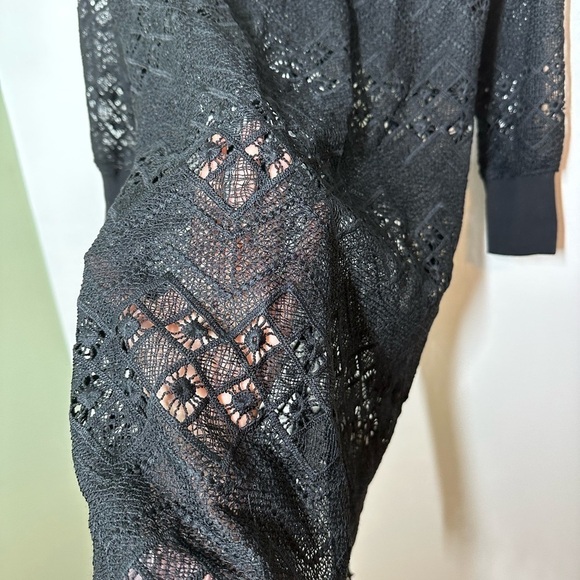 Flannel Black Lace  Transparent Dress Size 0 - Picture 2 of 6